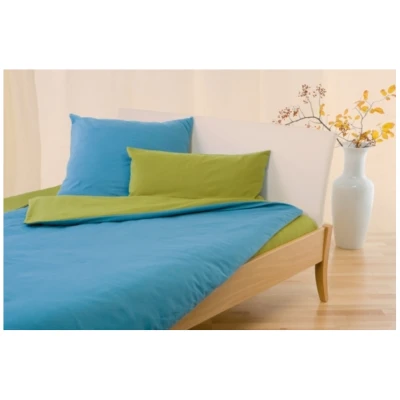 Biber-Wendebettwäsche Bio-Baumwolle olivgrün-türkis Set 135x200 / 40x80 cm