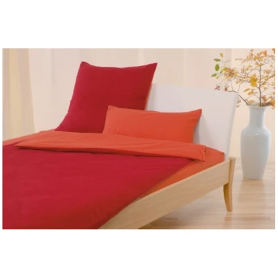 Biber-Wendebettwäsche Bio-Baumwolle rot-orange Set 135x200 / 40x80 cm