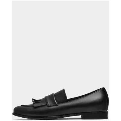 Black Vegan Grape Leather Loafers