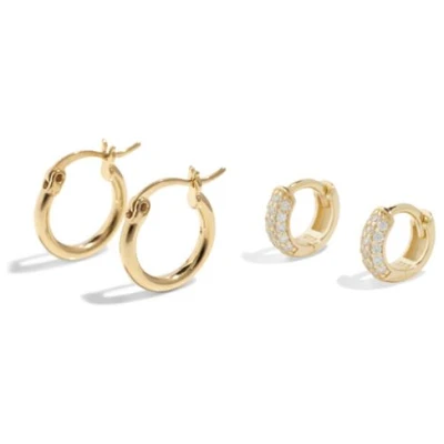 Bound Studios Damen vegan Treasure Hoop Ohrringe Set 18 Karat Vergoldet