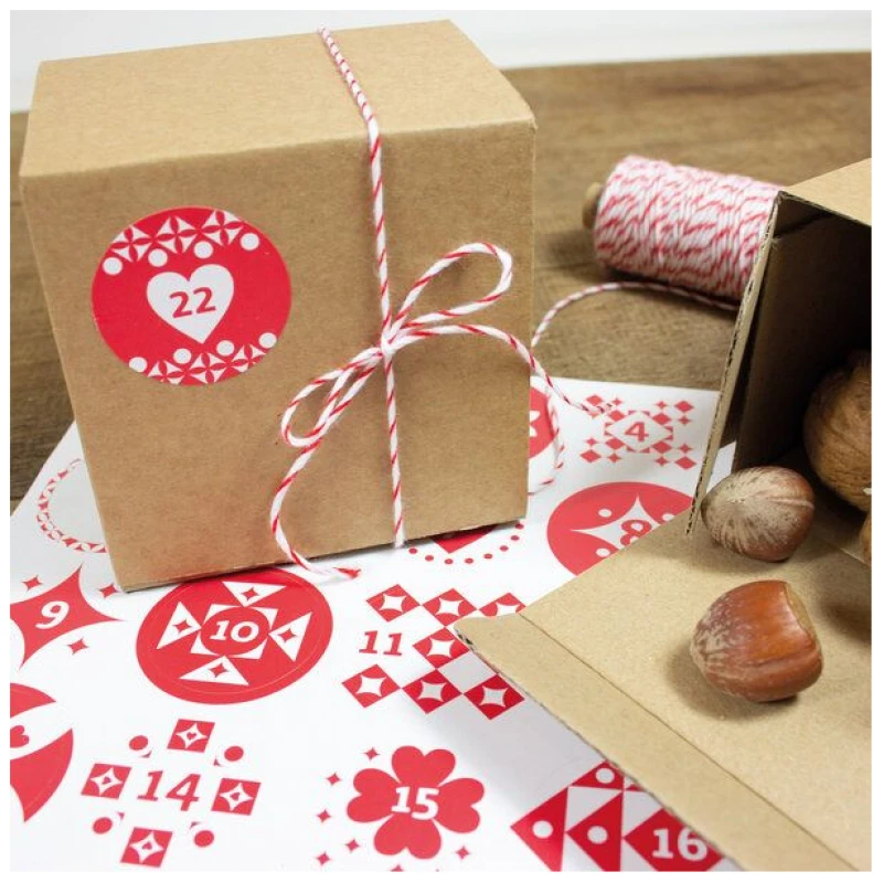 Bow & Hummingbird Adventskalender Set mit Boxen "Rot/Weiß"