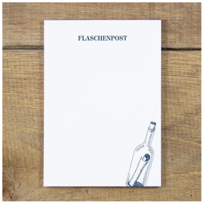 Bow & Hummingbird Maritimer Notizblock Flaschenpost aus Recyclingpapier