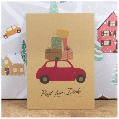 Bow & Hummingbird Postkarte Post für Dich (mit Auto), wahlweise mit Briefumschlag