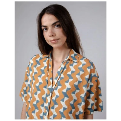 Brava Fabrics Big Tiles Cropped Bluse Ochre