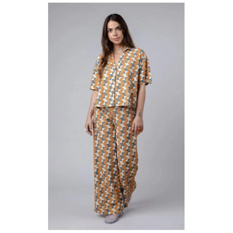 Brava Fabrics Big Tiles Cropped Bluse Ochre