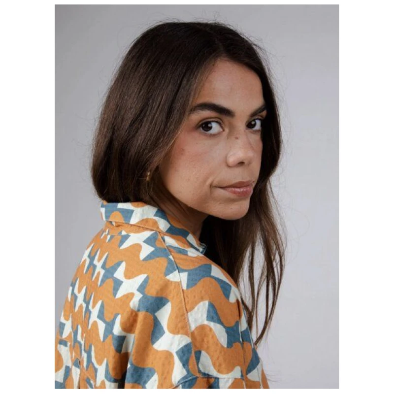 Brava Fabrics Big Tiles Cropped Bluse Ochre