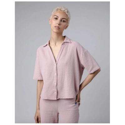Brava Fabrics Bubble Cropped Bluse Pink
