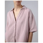 Brava Fabrics Bubble Cropped Bluse Pink