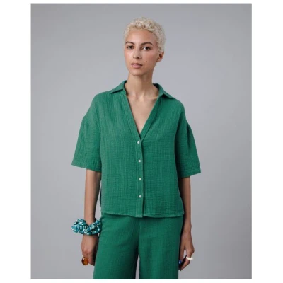 Brava Fabrics Bubble Cropped Bluse green