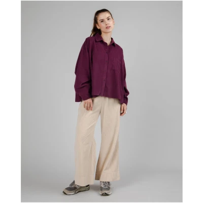 Brava Fabrics Damen vegan Babycord Boxy Bluse Pflaume