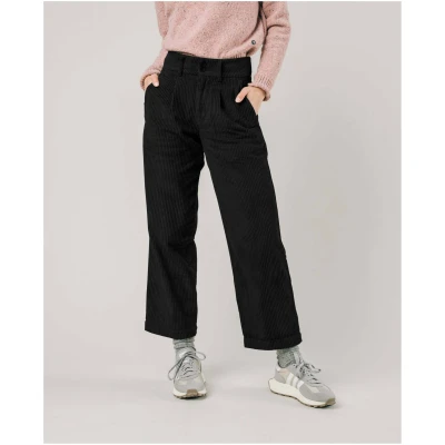 Brava Fabrics Damen vegan Corduroy Pleated Pant Schwarz