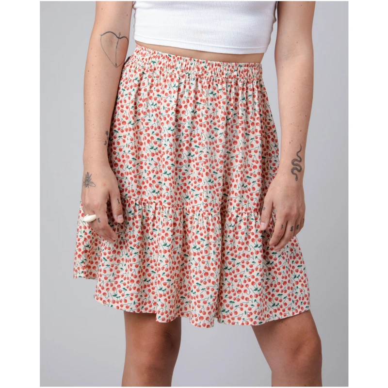 Brava Fabrics Damen vegan Kurzer Rock Cherry Print Sand
