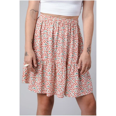 Brava Fabrics Damen vegan Kurzer Rock Cherry Print Sand