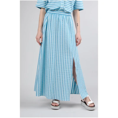 Brava Fabrics Damen vegan Streifen Langen Rock Blau
