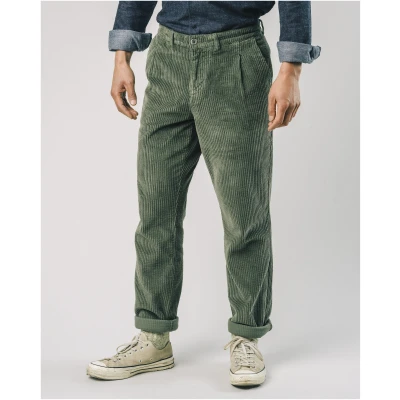 Brava Fabrics Herren vegan Chinohose Cordsamt Steingrün