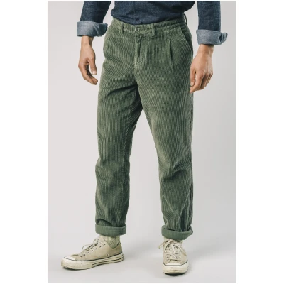 Brava Fabrics Herren vegan Chinohose Cordsamt Steingrün