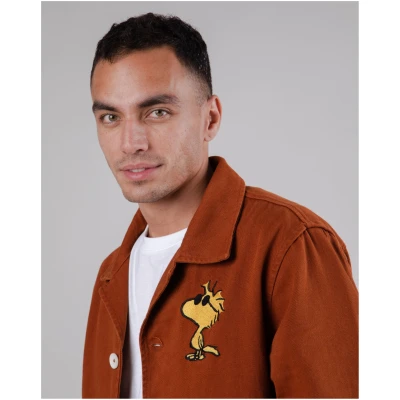 Brava Fabrics Herren vegan Jacke Peanuts Woodstock Braun