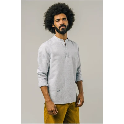 Brava Fabrics Herren vegan Slub-Henley-Hemd Blau
