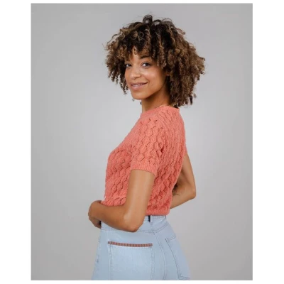 Brava Fabrics Kurzarm-Pullover Lace Short Sleeve Sweater