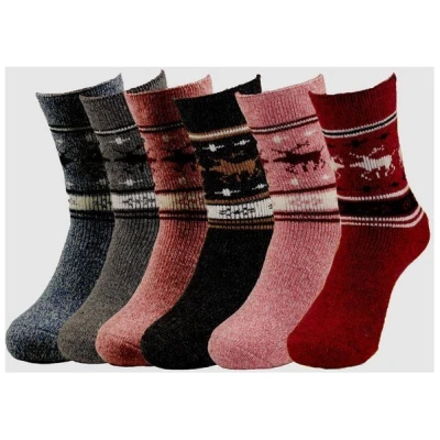 Bruno Barella Winter Thermo Socken aus Alpakawolle mit Elch-Motiv im 6er-Pack