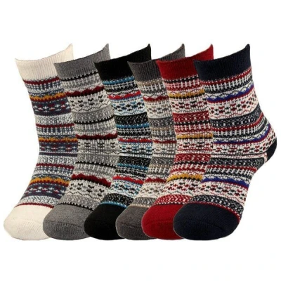 Bruno Barella Winter Thermo Socken aus Schafwolle mit Color-Dream-Motiv im 6er-Pack