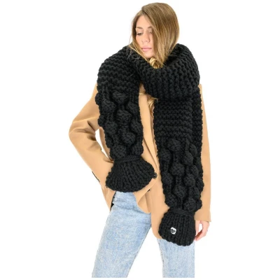 Bubble Ribbed Chunky Scarf - Black