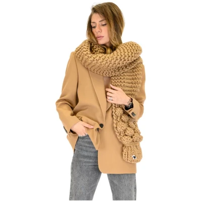 Bubble Ribbed Chunky Scarf - Camel