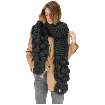 Bubble Ribbed Chunky Scarf - Dark Grey