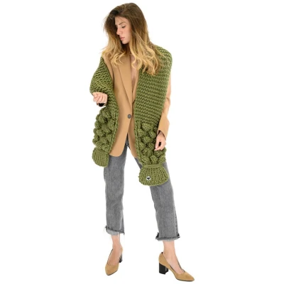 Bubble Ribbed Chunky Scarf - Khaki