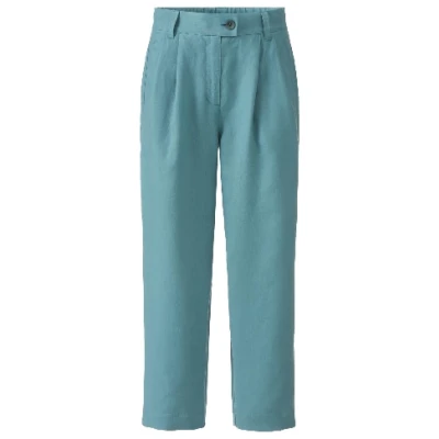 Bundfaltenhose aus reinem Leinen, smaragd 36