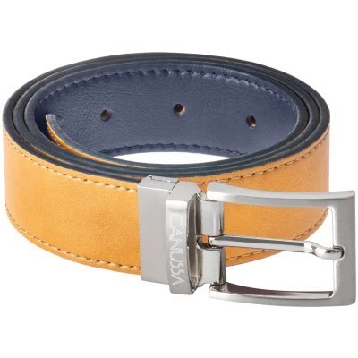 CANUSSA Damen vegan Doppelseitiger Gürtel Blau / Camel