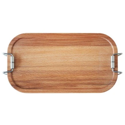 Cameleon Pack EDELSTAHL Lunchbox mit Deckel aus heimischem Buchen Holz