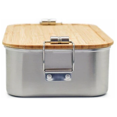 Cameleon Pack XL Edelstahl Lunchbox mit Deckel aus Bambus Holz