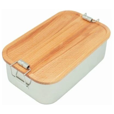 Cameleon Pack XL Edelstahl Lunchbox mit Deckel aus heimischem Buchen Holz