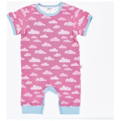 Cheeky Apple Kurzarm-Strampler "Wolken Vintage Rose" aus Bio-Baumwolle