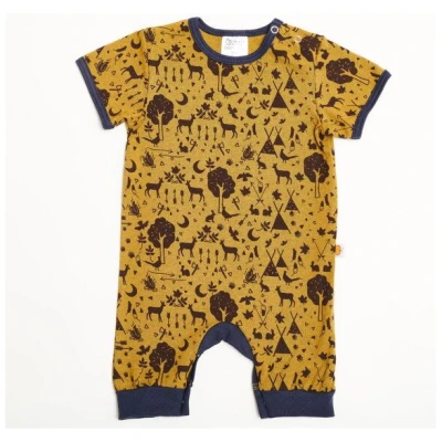 Cheeky Apple Kurzarm-Strampler aus Bio-Baumwolle "Tipi Tält" Khaki/Navy
