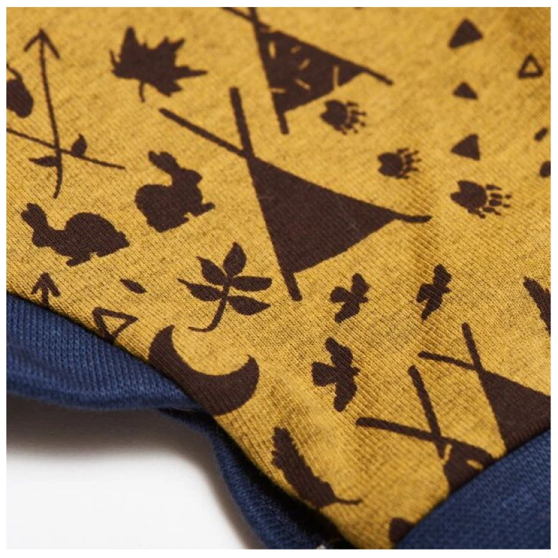 Cheeky Apple Kurzarm-Strampler aus Bio-Baumwolle "Tipi Tält" Khaki/Navy
