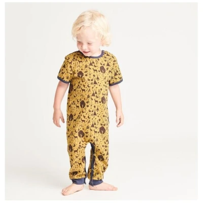 Cheeky Apple Kurzarm-Strampler aus Bio-Baumwolle "Tipi Tält" Khaki/Navy