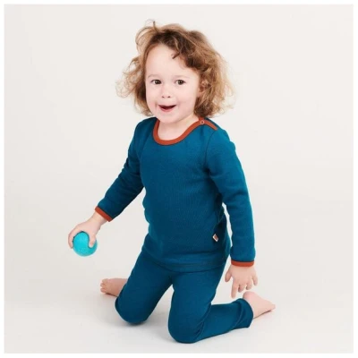 Cheeky Apple Langarm Baby-Shirt aus Bio-Baumwolle "Jacquard Petrol"