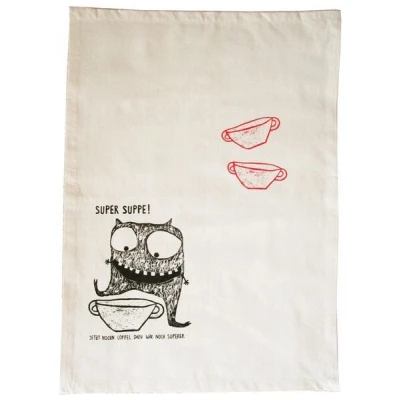 Cherry Bomb Bio Geschirrtuch Super Suppe, Handsiebdruck