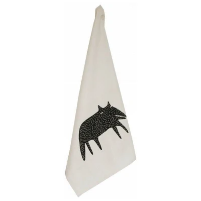 Cherry Bomb Bio Geschirrtuch Wolf, Handsiebdruck