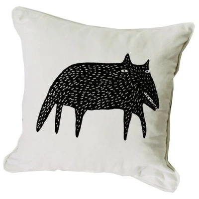 Cherry Bomb Bio Kissenbezug, 45x45 cm, Wolf, Siebdruck handbedruckt