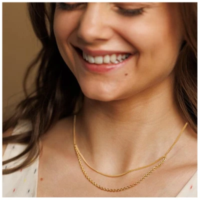 ChristinaPauls Slow jewellery Kurze mehrreihige Gliederkette Mea in Gold und Silber