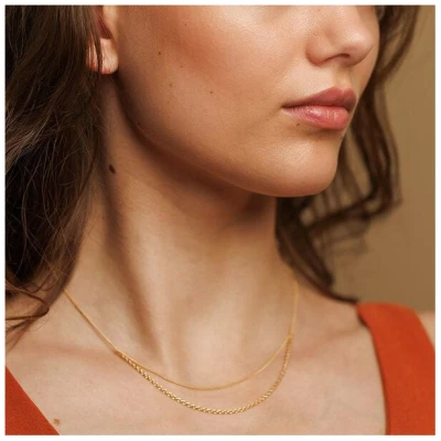 ChristinaPauls Slow jewellery Zarte doppelreihige Kette Mea in Gold und Silber