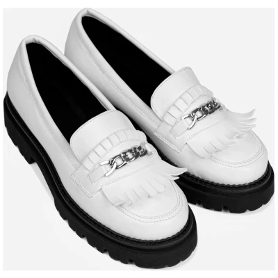 Chunky Loafers White Vegan Grape Leather Loafers