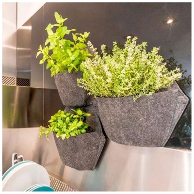 CitySens 3er-Pack Wand-Blumentopf mit Textilbezug