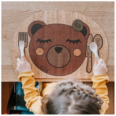 Clarissakork Kinder Tischset Enjoying Bear