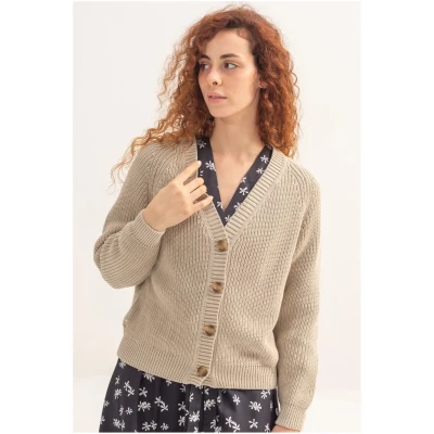Clotsy Damen vegan Strickjacke Marta Beige