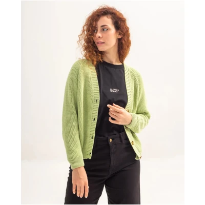 Clotsy Damen vegan Strickjacke Marta Limonengrün