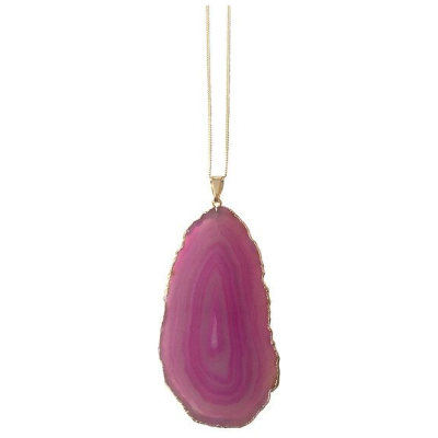 Crystal and Sage Achat Halskette vergoldet mit rosa Achatscheibe